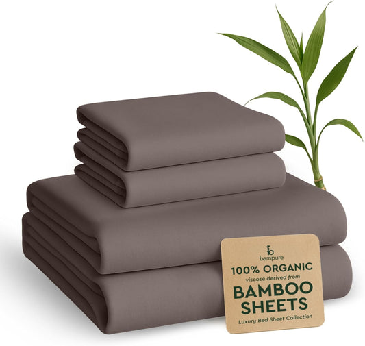 100% Rayon from Bamboo Sheets California King - 4Pc Cooling Sheets | Breathable, Viscose Bamboo Cooling California King Sheet Sets - up to 16" Deep Pocket Ultra Soft Hotel Luxury Bed Sheets Gray
