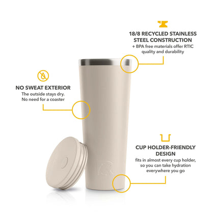 28 Oz Ceramic Lined Everyday Tumbler, Spill-Resistant Straw Lid, Beach